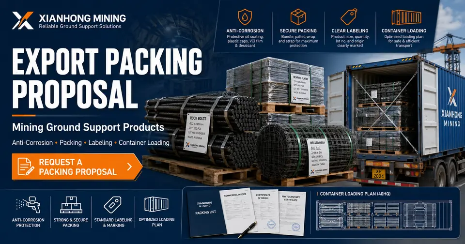 Mining ground support component compatibility checklist showing rock bolts, bearing plates, nuts, W-straps and mesh interface requirements