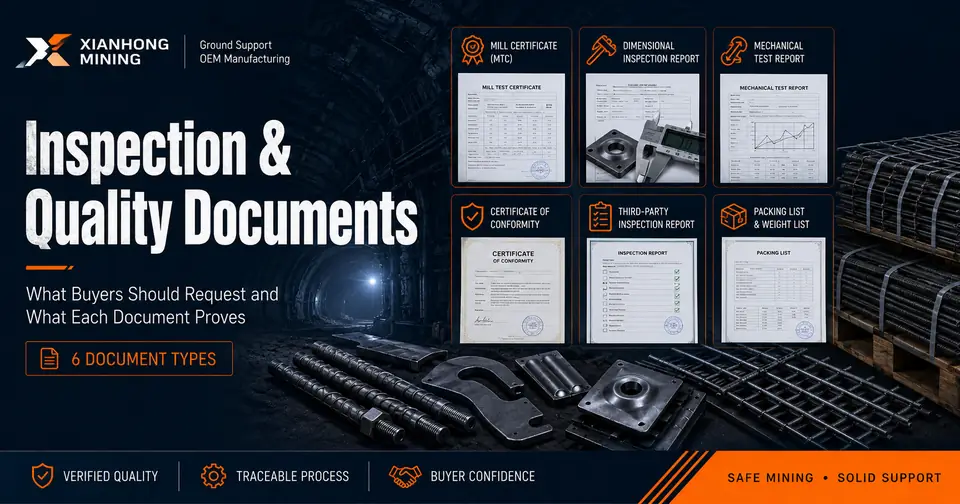 Inspection and quality documents for mining ground support procurement