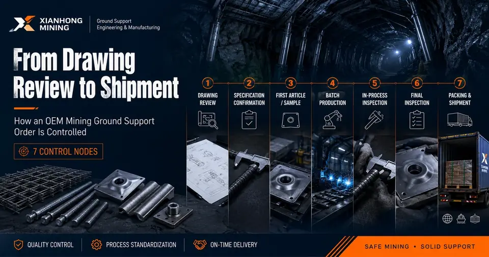OEM mining ground support order control process from drawing review to shipment